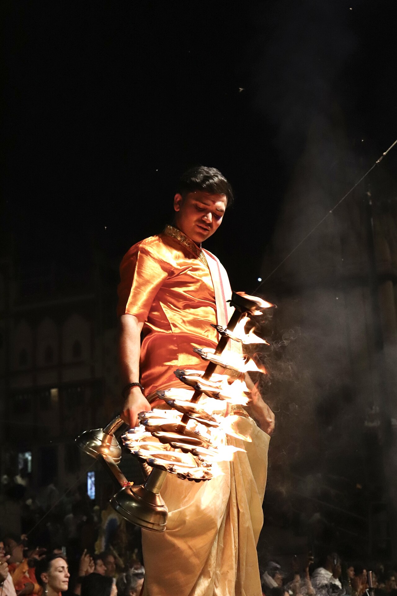 The Ganga Aarti ceremony on the ghats of Varanasi
